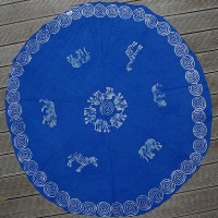 Runde Tischdecke, blau, Tansania